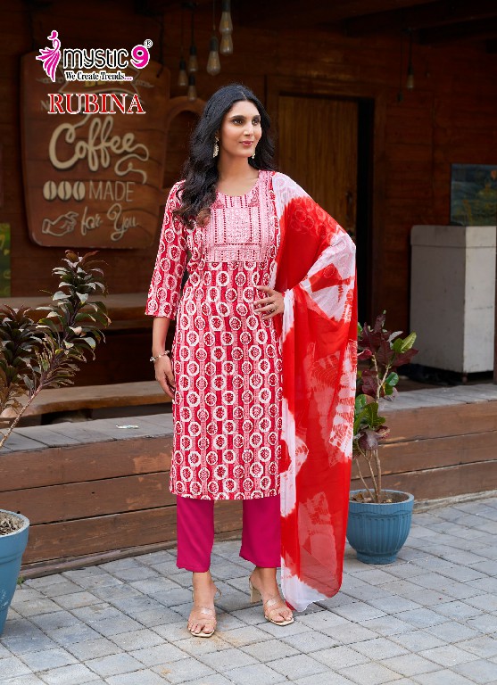 Mystic 9 Rubina Vol-7 Wholesale Straight Cut Kurti With Pant And Dupatta