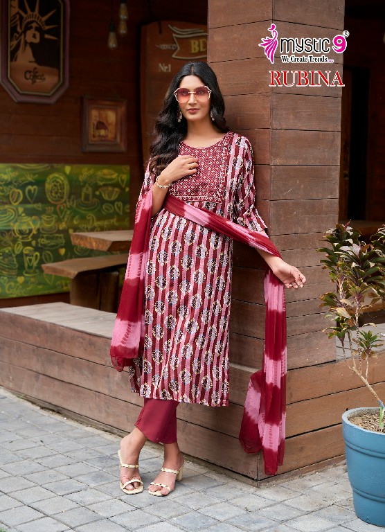 Mystic 9 Rubina Vol-7 Wholesale Straight Cut Kurti With Pant And Dupatta