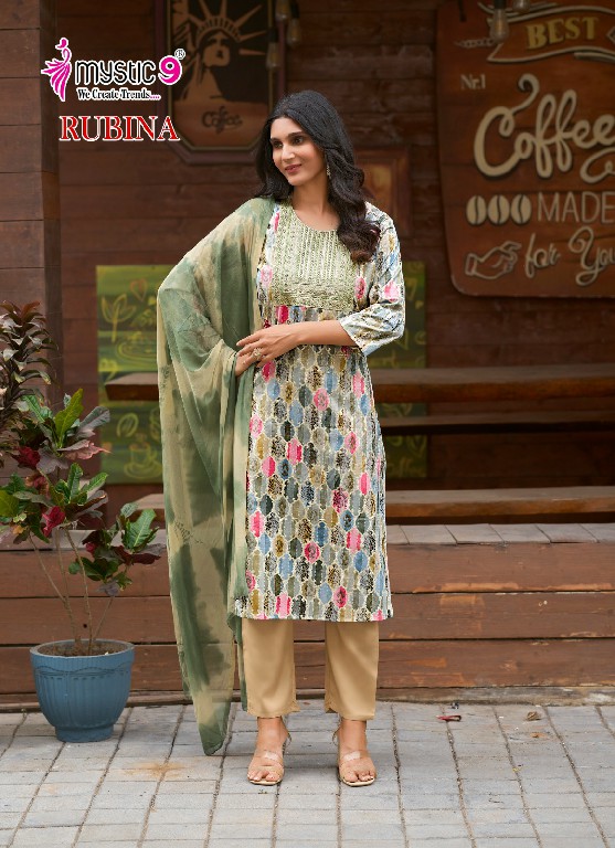 Mystic 9 Rubina Vol-7 Wholesale Straight Cut Kurti With Pant And Dupatta