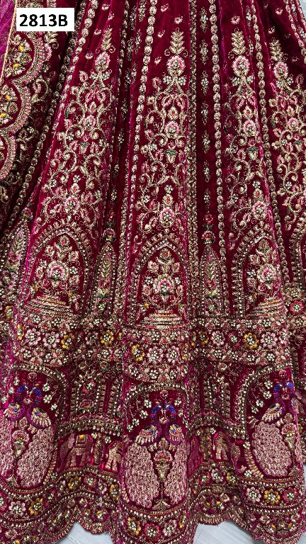 Anjani Art D.no 1813 Wholesale Velvet Fabrics Designer Lehengas