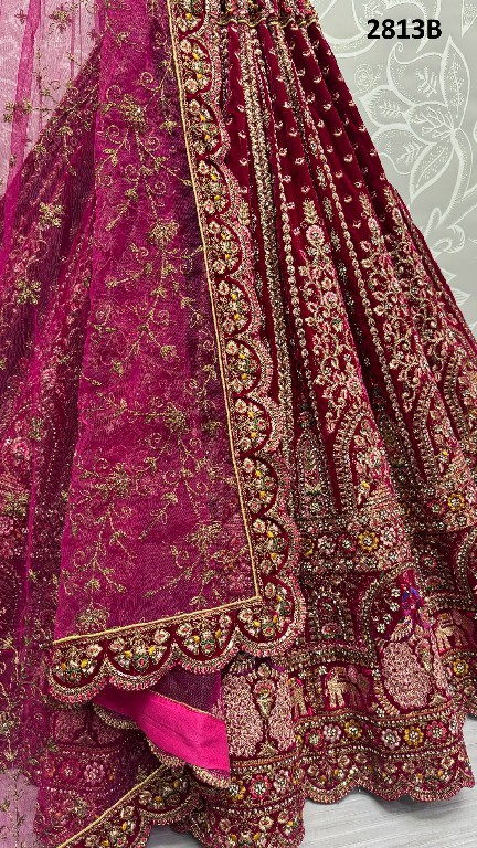 Anjani Art D.no 1813 Wholesale Velvet Fabrics Designer Lehengas