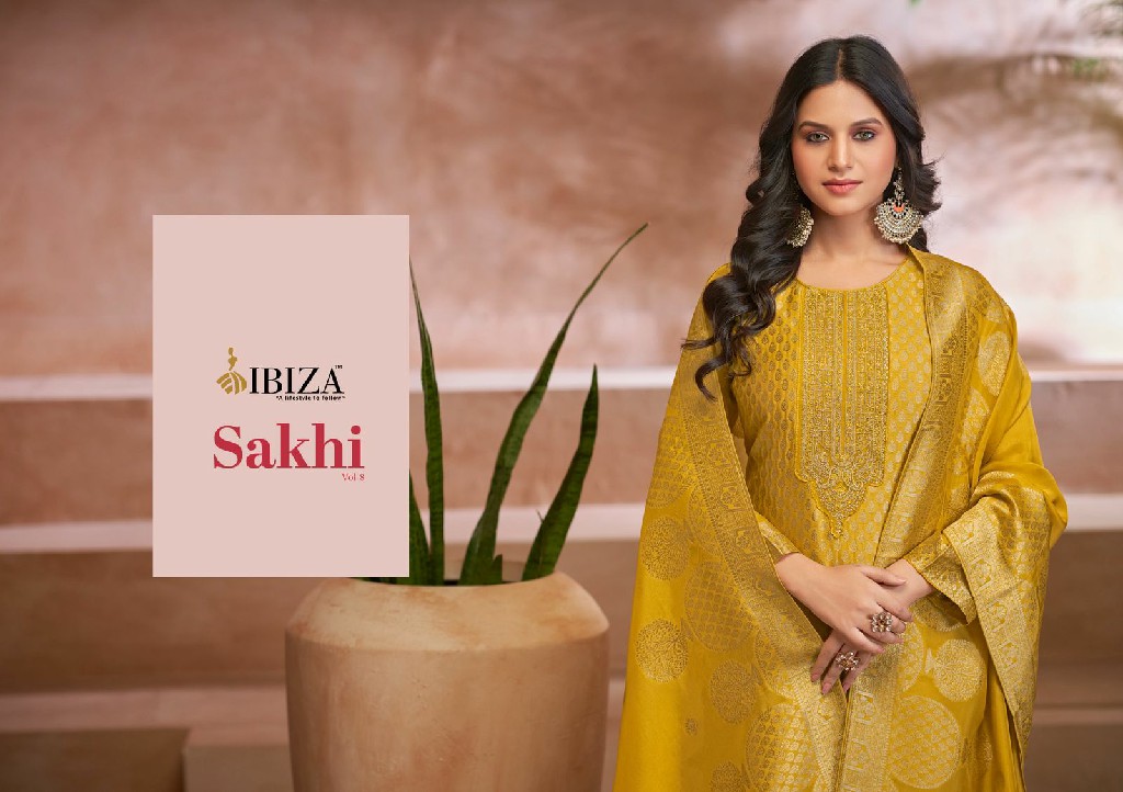 Ibiza Sakhi Vol-8 Wholesale Pure Banglory Silk Jacquard Straight Suits