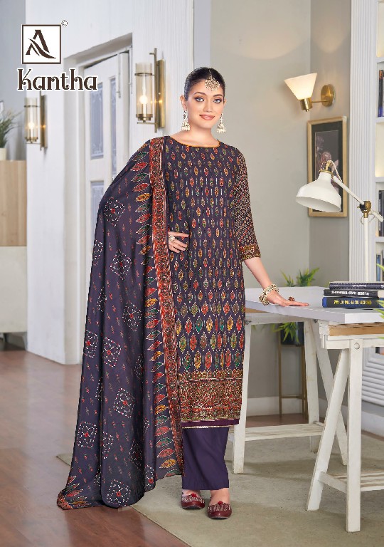 Alok Kantha Wholesale Heavy Viscose With Fancy Hand Work Dress Material