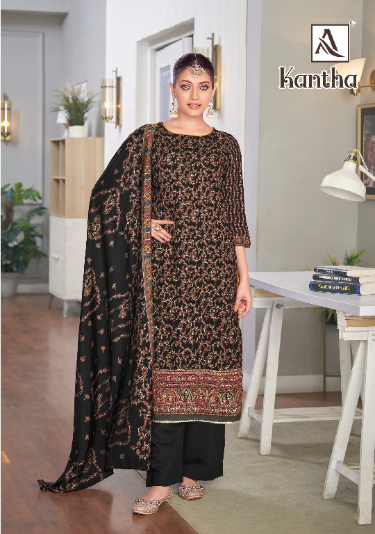 Alok Kantha Wholesale Heavy Viscose With Fancy Hand Work Dress Material