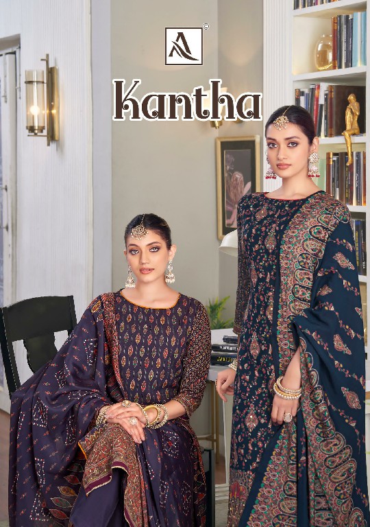 Alok Kantha Wholesale Heavy Viscose With Fancy Hand Work Dress Material