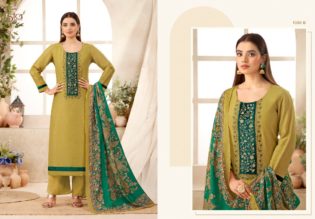Esta Myra D.no 1003 Colour Wholesale Linen Tissue With Work Suits