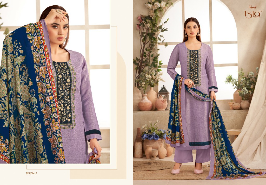 Esta Myra D.no 1003 Colour Wholesale Linen Tissue With Work Suits