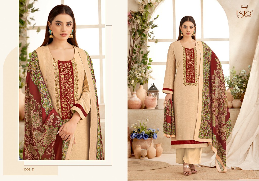 Esta Myra D.no 1003 Colour Wholesale Linen Tissue With Work Suits