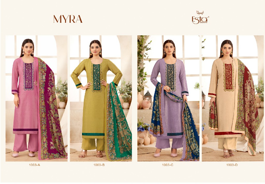 Esta Myra D.no 1003 Colour Wholesale Linen Tissue With Work Suits