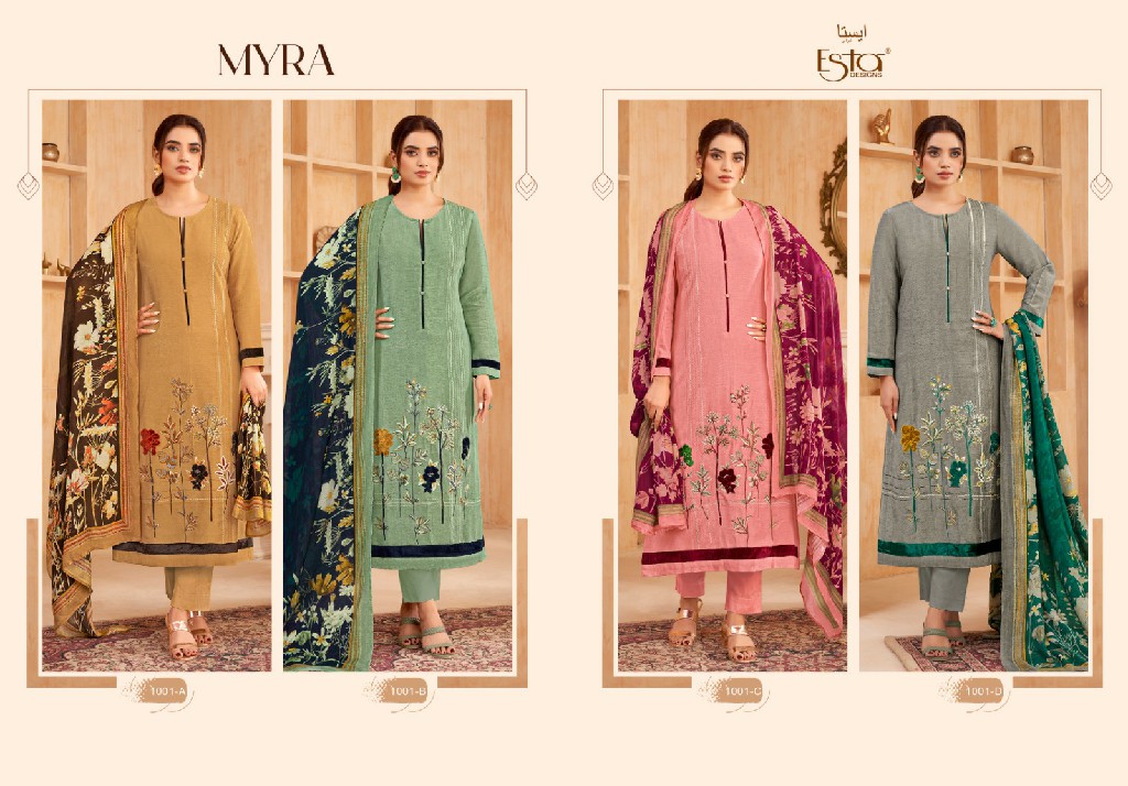 Esta Myra D.no 1001 Colour Wholesale Linen Tissue With Work Suits