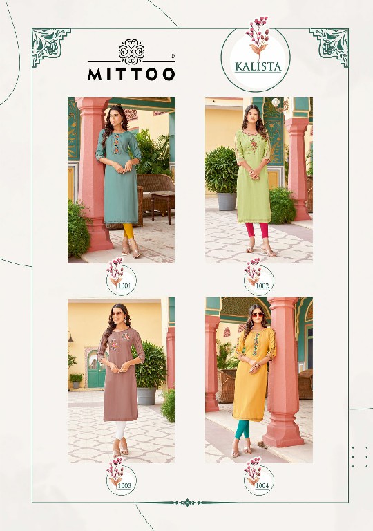 Mittoo Kalista Wholesale Heavy Reyon With Handwork Long Kurtis
