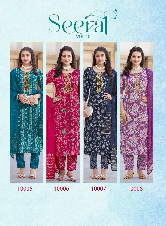 SEERAT VOL 10 BY RADHIKA LIFESTYLE FANCY STRAIGHT KURTI WITH PANT AND NAZNEEN DUPATTA