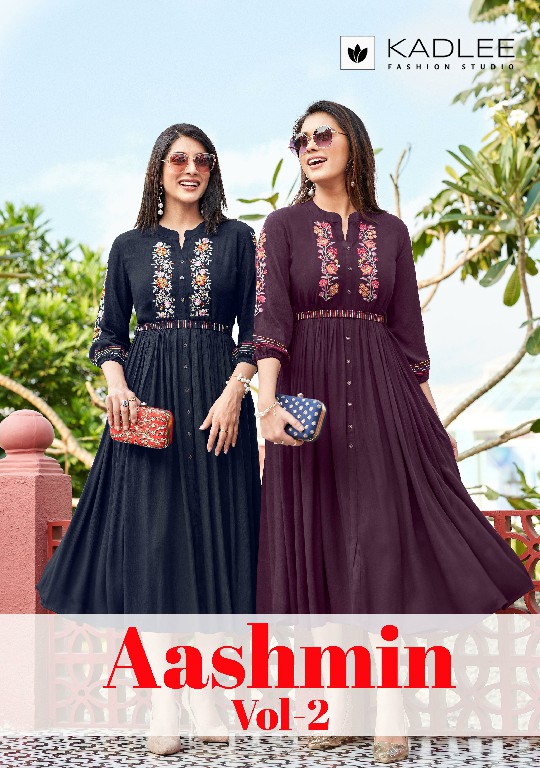 Kadlee Aashmin Vol-2 Wholesale Wrinkle Reyon Flair Concept Kurtis