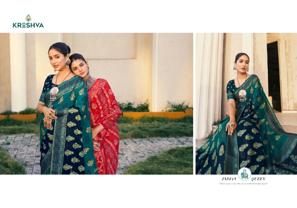 Kreshva Akshara Wholesale Georgette With Burnout Fabrics Sarees