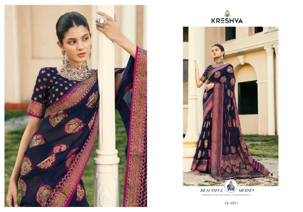 Kreshva Akshara Wholesale Georgette With Burnout Fabrics Sarees