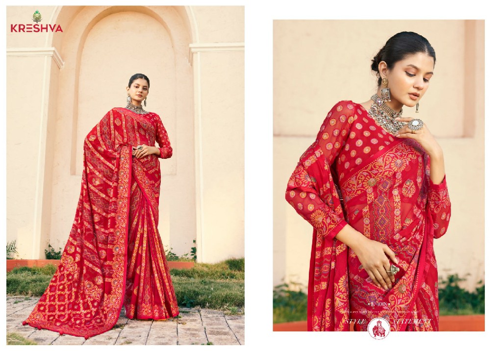 Kreshva Akshara Wholesale Georgette With Burnout Fabrics Sarees