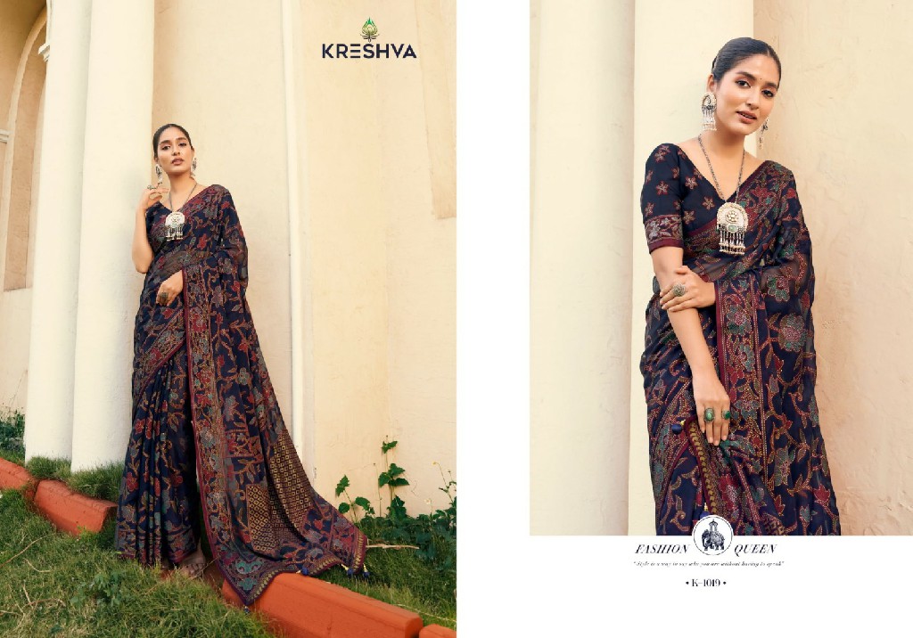 Kreshva Akshara Wholesale Georgette With Burnout Fabrics Sarees