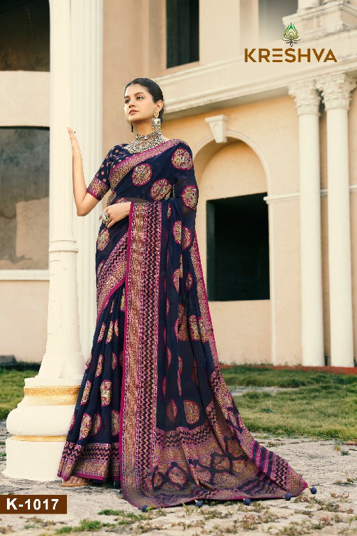 Kreshva Akshara Wholesale Georgette With Burnout Fabrics Sarees