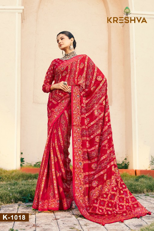 Kreshva Akshara Wholesale Georgette With Burnout Fabrics Sarees