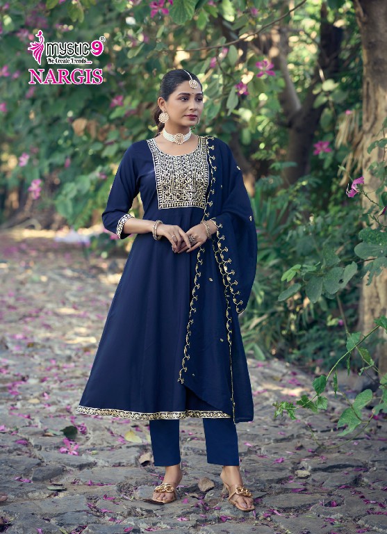 Mystic 9 Nargis Vol-1 Wholesale Alia Cut Kurtis With Pant And Dupatta