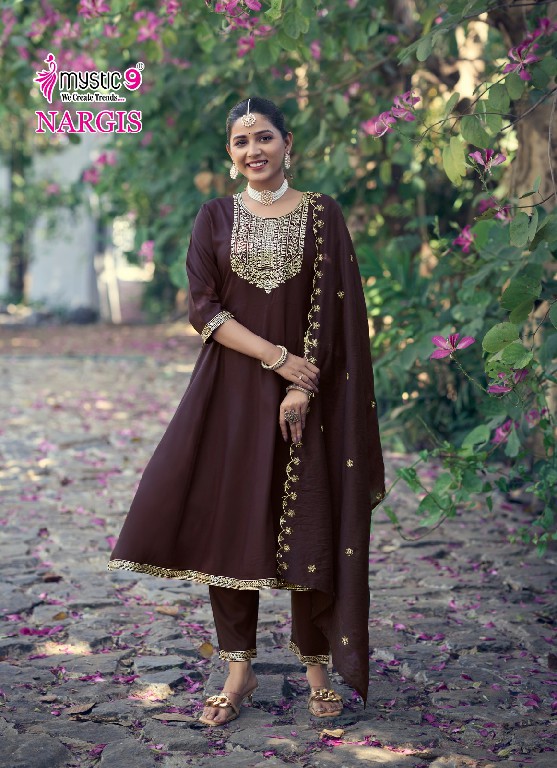 Mystic 9 Nargis Vol-1 Wholesale Alia Cut Kurtis With Pant And Dupatta