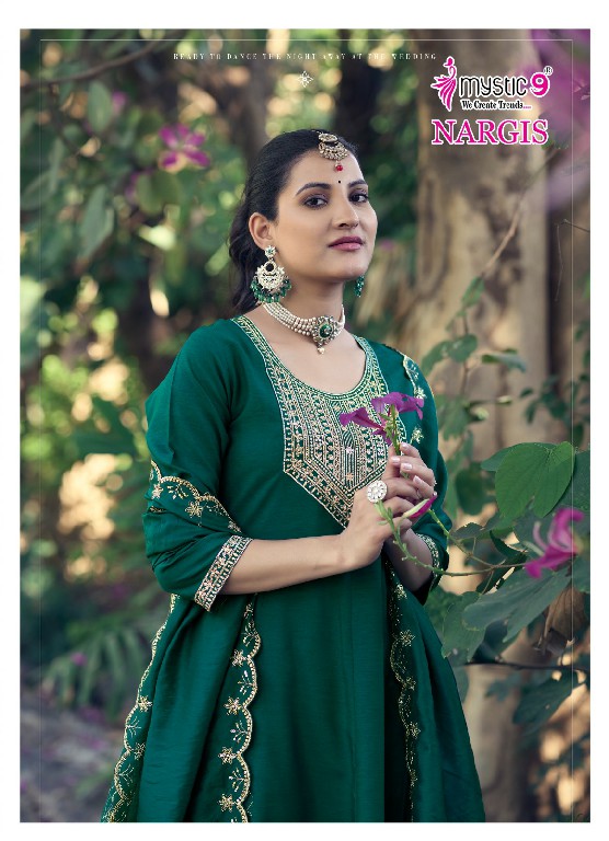 Mystic 9 Nargis Vol-1 Wholesale Alia Cut Kurtis With Pant And Dupatta