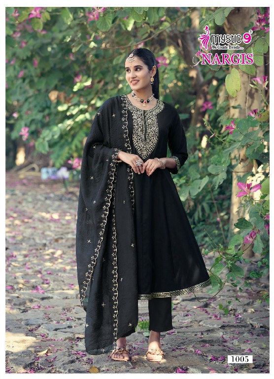 Mystic 9 Nargis Vol-1 Wholesale Alia Cut Kurtis With Pant And Dupatta