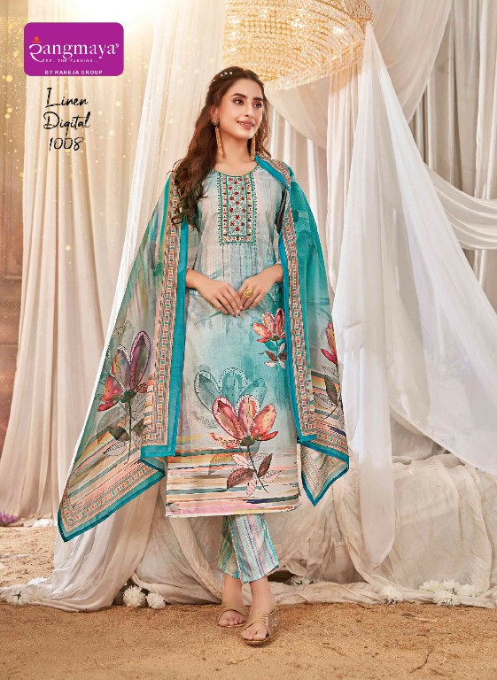 Rangmaya Linen Digital Wholesale Kurti With Pant And Dupatta