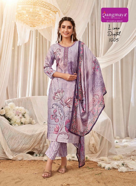 Rangmaya Linen Digital Wholesale Kurti With Pant And Dupatta