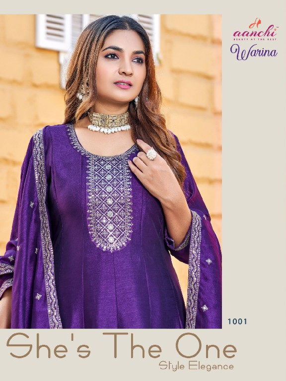 Aanchi Warina Wholesale Vichitra Silk 3 Piece Set Flair Concept Suits