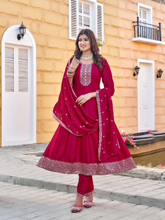 Aanchi Warina Wholesale Vichitra Silk 3 Piece Set Flair Concept Suits