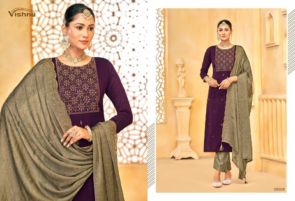 vishnu rehnuma rangoli silk crush elegant style dress material