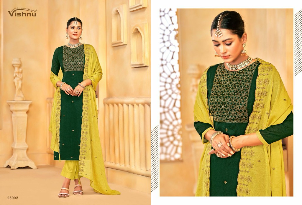 vishnu rehnuma rangoli silk crush elegant style dress material