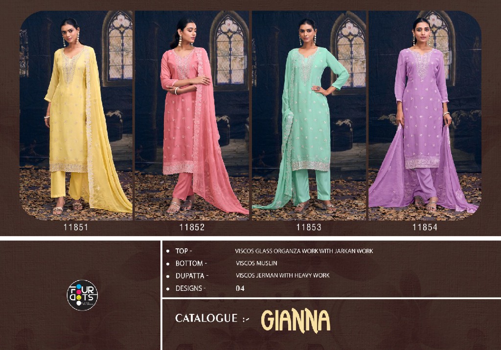 gianna by fourdots viscose galss organza popular design unstitch suits