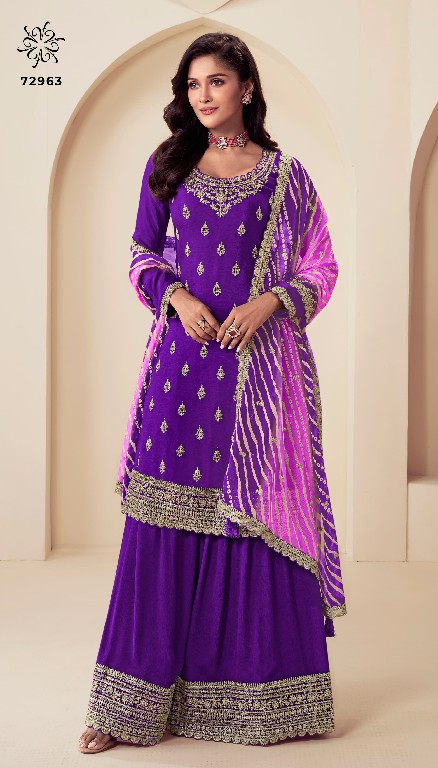 Vinay Kuleesh Rang Plus Wholesale Embroidered Chinon Sharara Pant Festive Suits