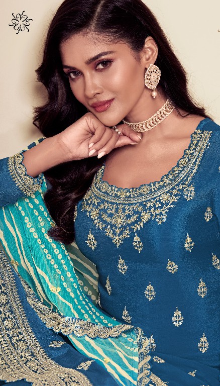 Vinay Kuleesh Rang Plus Wholesale Embroidered Chinon Sharara Pant Festive Suits