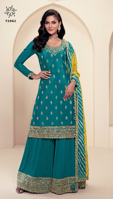 Vinay Kuleesh Rang Plus Wholesale Embroidered Chinon Sharara Pant Festive Suits