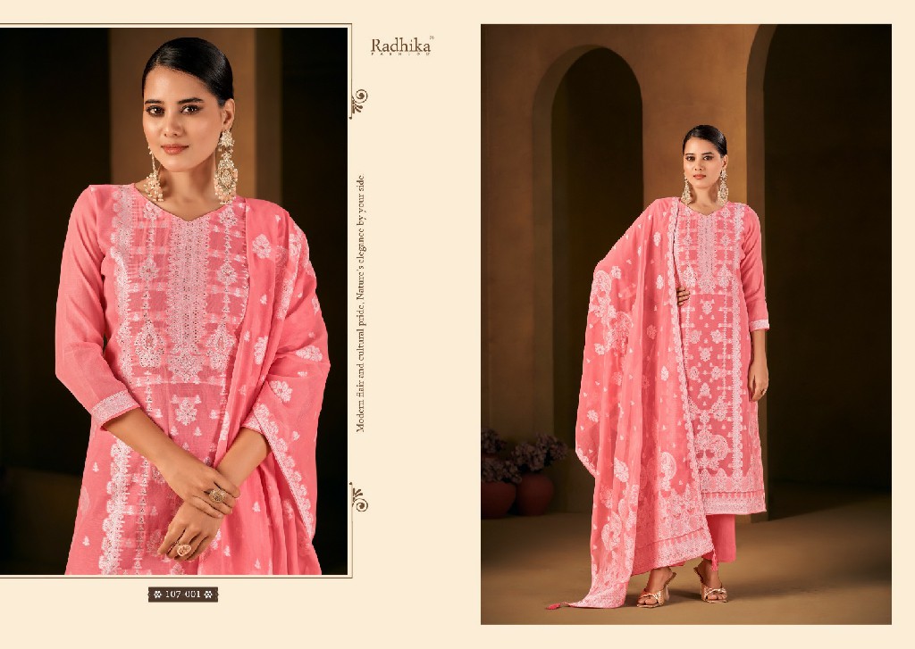 Radhika Azara Banarasi Adha Vol-3 Wholesale Cotton Jacquard With Work Dress Material