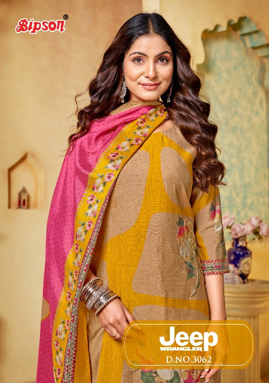 Bipson Jeep Wranglar 3062 Wholesale Roman Silk With Ethnic Handwork Dress Material