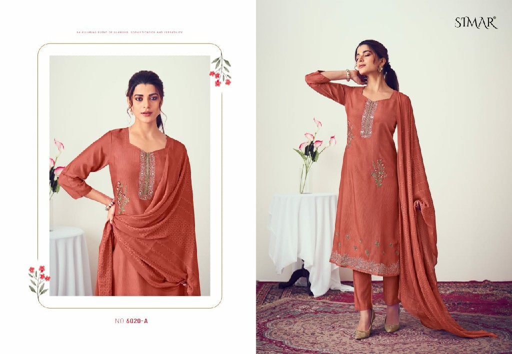 Glossy Simar Rubina Wholesale Pure Viscose Muslin With Embroidery Work Suits