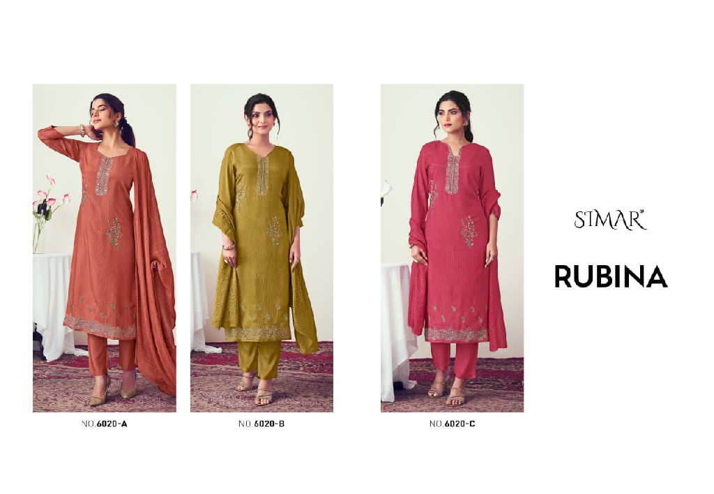 Glossy Simar Rubina Wholesale Pure Viscose Muslin With Embroidery Work Suits