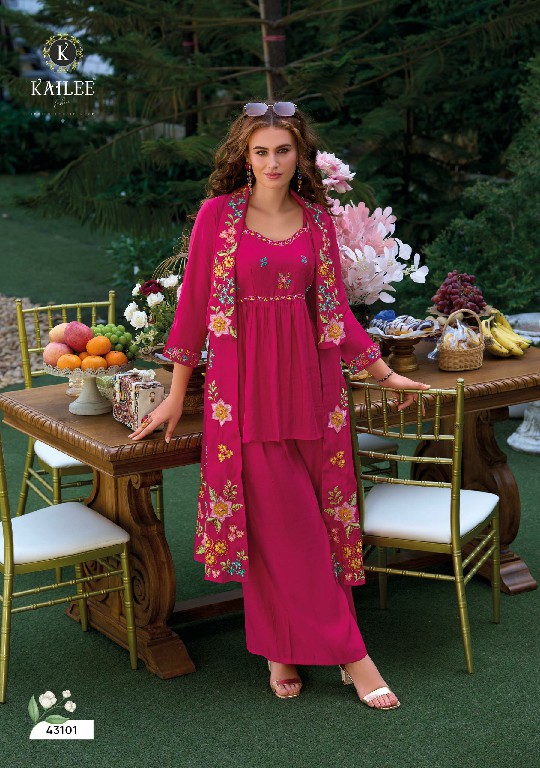 Kailee Bloom Wholesale Fully Stitched Kurti With Pant And Jacket