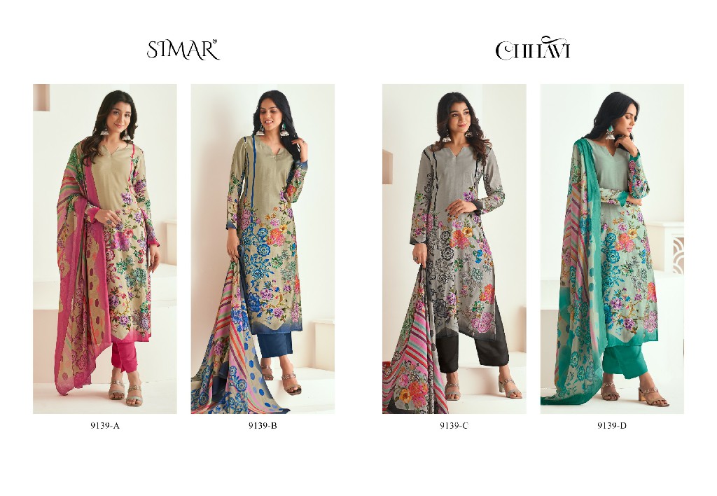Glossy Simar Chhavi Wholesale Model Muslin With Handwork Salwar Suits
