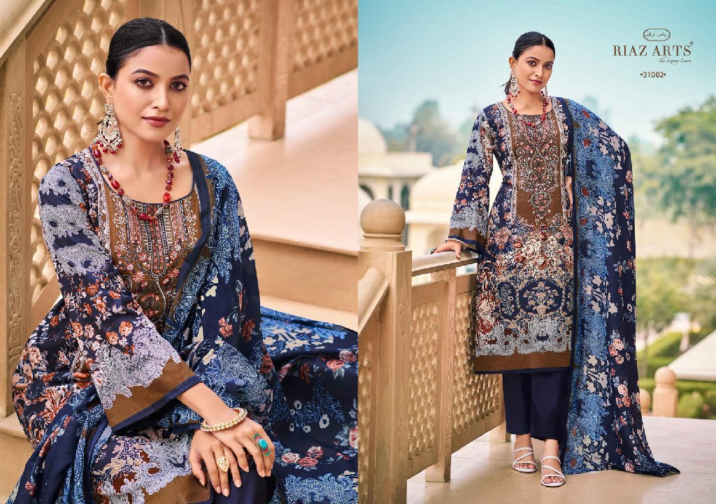 Riaz Arts Musafir Vol-20 Wholesale Pure Karachi Lawn With Embroidery Work Dress Material