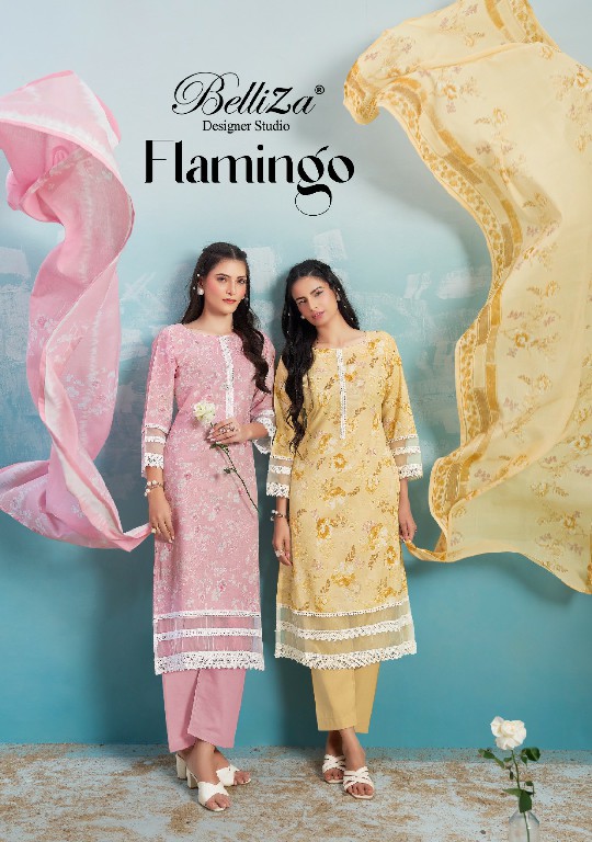 belliza designer flamingo cotton comfortable classic dress material