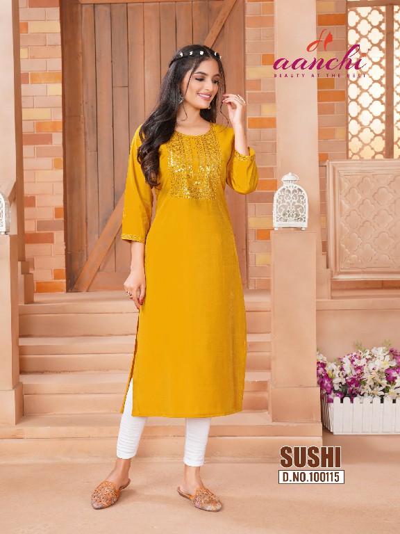 Aanchi Sushi Wholesale Straight Concept Long Kurtis