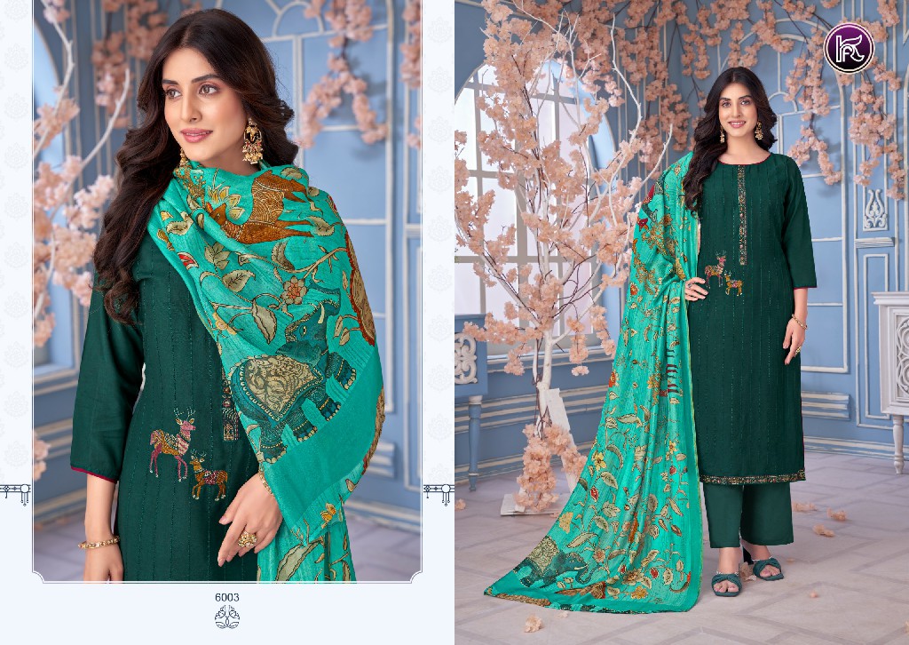 Kala Fashion Abeera Wholesale Pure Muslin Dyed With Fiqure Embroidery Dress Material