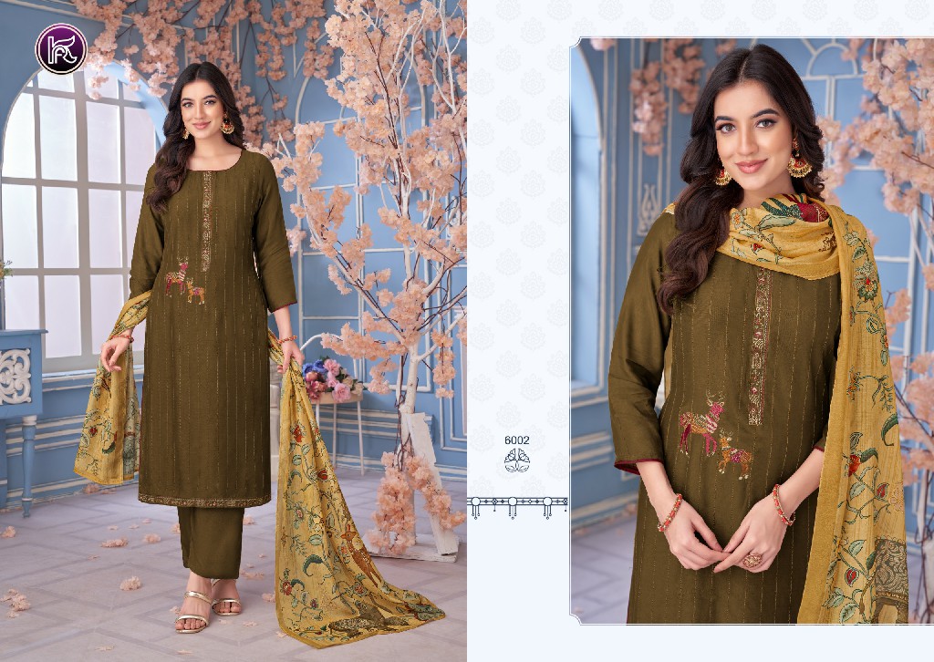 Kala Fashion Abeera Wholesale Pure Muslin Dyed With Fiqure Embroidery Dress Material