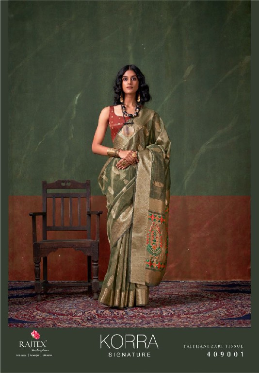 Rajtex Korra Signature Wholesale Paithani Zari Tissue Party Wear Indian Sarees