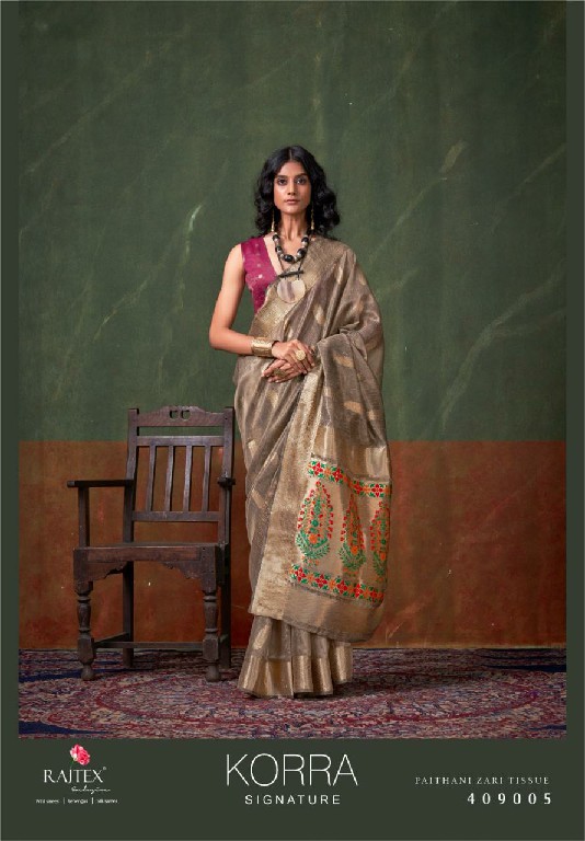 Rajtex Korra Signature Wholesale Paithani Zari Tissue Party Wear Indian Sarees